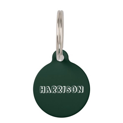 Customize personalize dark green dog Name Info  Pet ID Tag