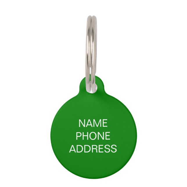 Customize personalize green dog pet Name ID Tag (Front)