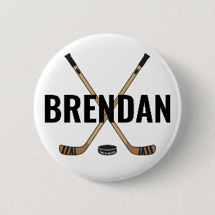 Customize Personalize Hockey Name Hockey Flare Button