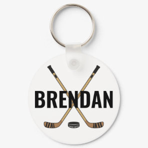 Customize Personalize Hockey Name Hockey Sticks Keychain