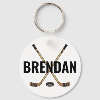 Customize Personalize Hockey Name Hockey Sticks Keychain