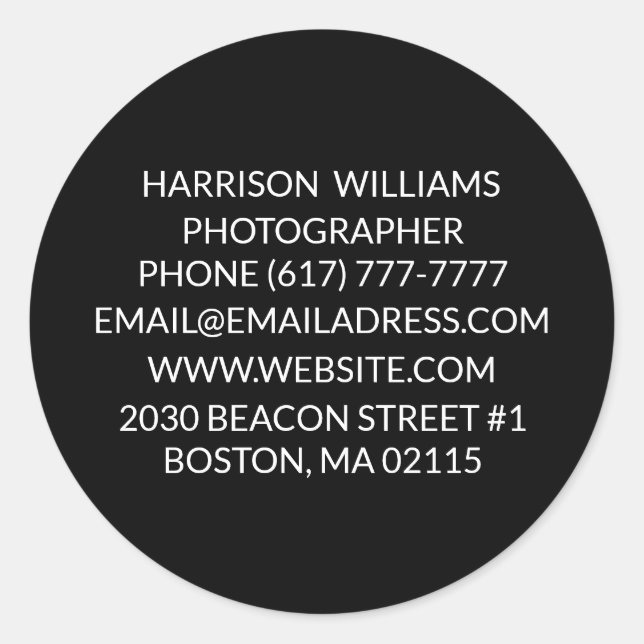 Customize personalize minimalist elegant black classic round sticker (Front)