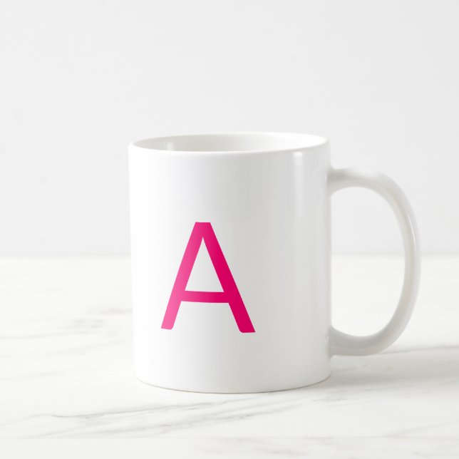 Customize, personalize monogram initial hot pink coffee mug (Right)