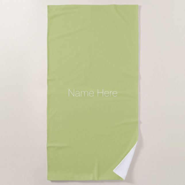 Customize personalize name monogram avocado green beach towel (Front)