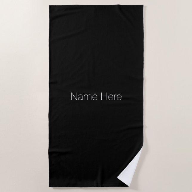 Customize personalize name monogram black white beach towel (Front)