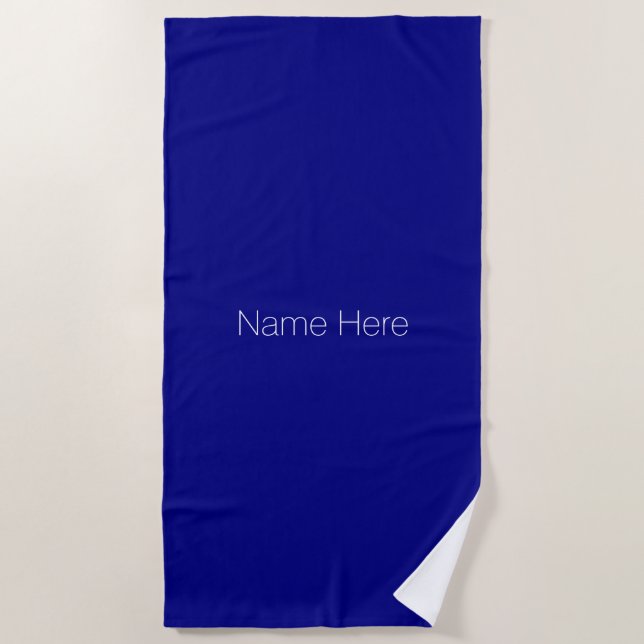 Customize personalize name monogram cobalt blue beach towel (Front)