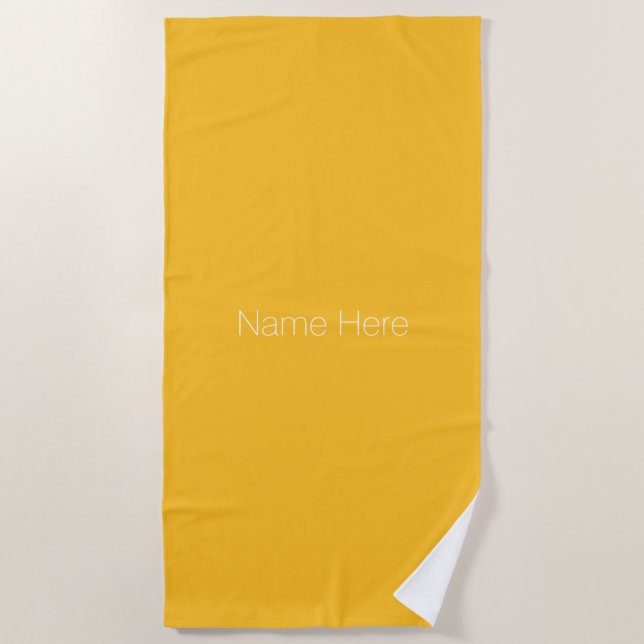 Customize personalize name monogram golden yellow beach towel (Front)