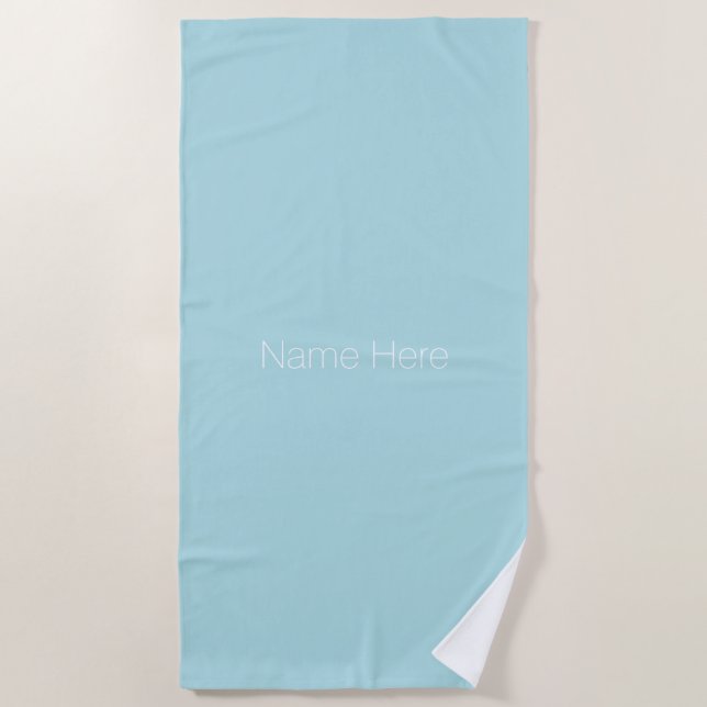 Customize personalize name monogram powder blue beach towel (Front)