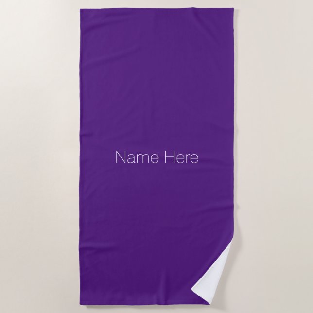 Customize personalize name monogram purple white beach towel (Front)