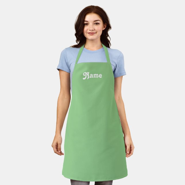 Customize personalize NAME monogram sage green Apron (Worn)