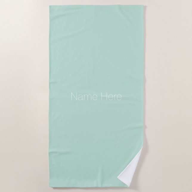 Customize personalize name monogram seafoam green beach towel (Front)