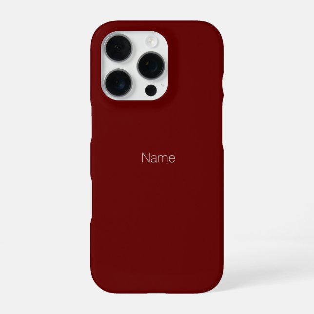 Customize personalize Name text monogram maroon iPhone Case (Back)