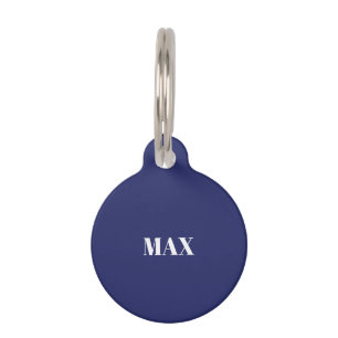 Customize personalize navy blue dog name info pet ID tag