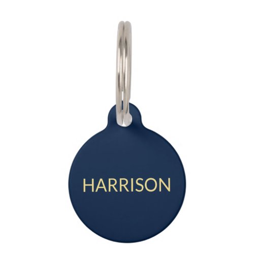 Customize personalize navy blue gold dog Name Info Pet ID Tag