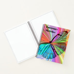 Customize Personalize Rainbow Butterfly Sketchbook Notebook
