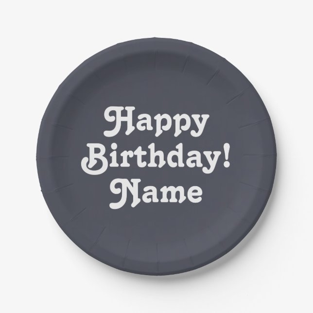 Customize personalize w/ Name and photo Birthday Paper Plates (Front)