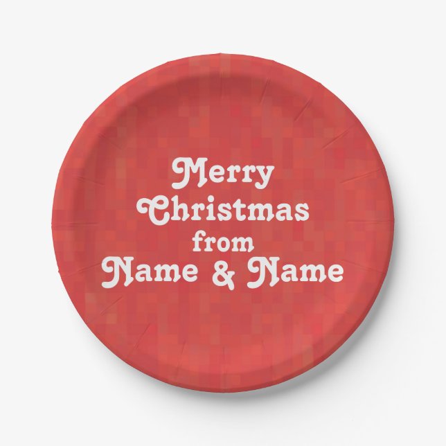 Customize personalize w/ Name, photo Christmas Paper Plates (Front)