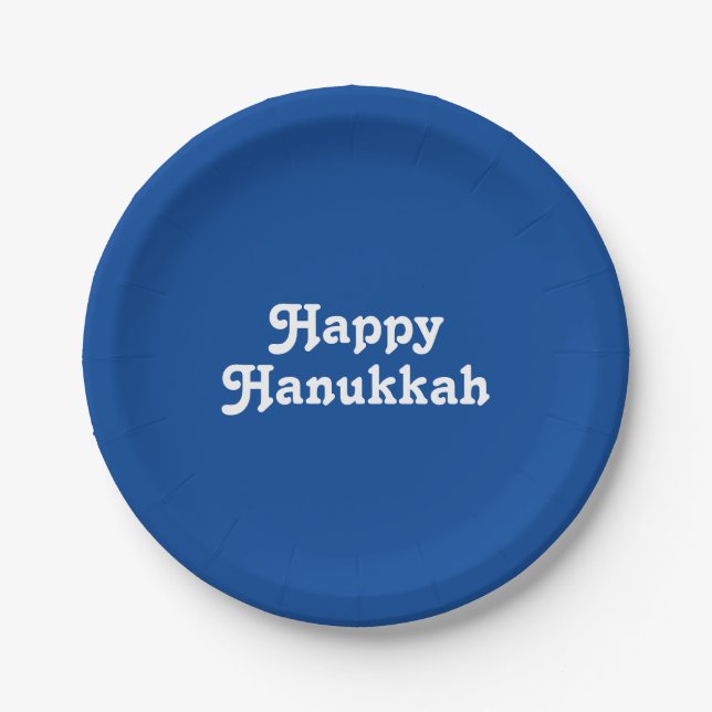 Customize personalize w/ text, Hanukkah Paper Plates (Front)
