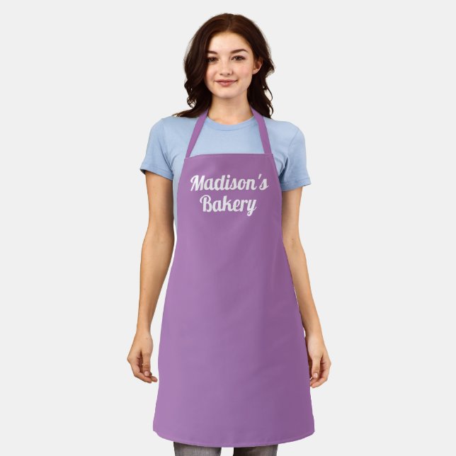 Customize personalize with NAME monogram lavender Apron (Worn)