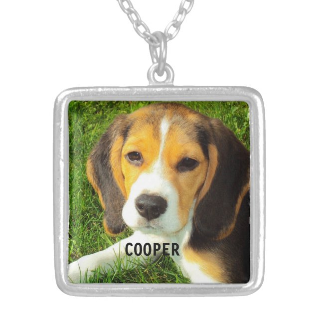 customize pet dog photo silver plated necklace (Front)