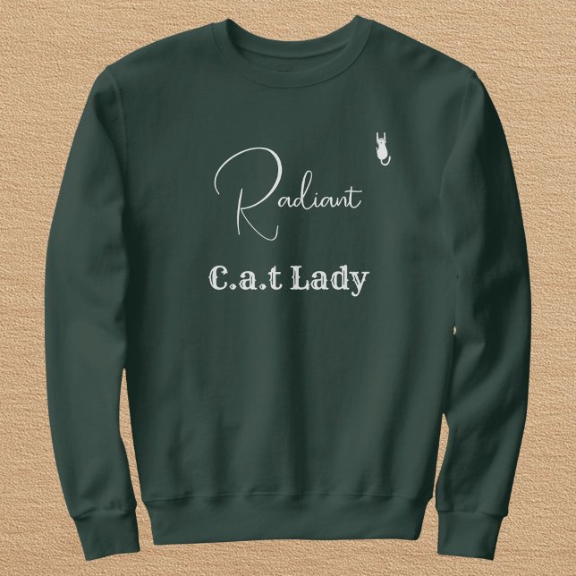 Customize Pet Lover Green And White Script Cat Mom Sweatshirt (Creator Uploaded)