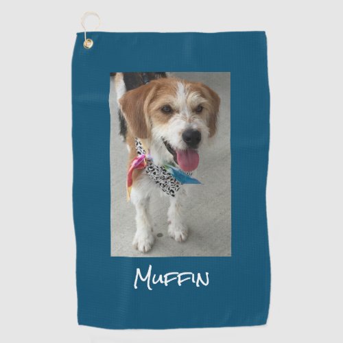 Customize Pet or Childs Photo  Name Ocean Blue Golf Towel