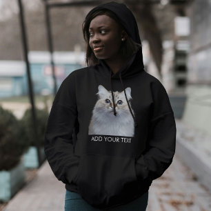 Customize Pet Photo Text Black And White Cat Lover Hoodie