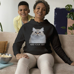 Customize Pet Photo Text Black And White Cat Lover Hoodie