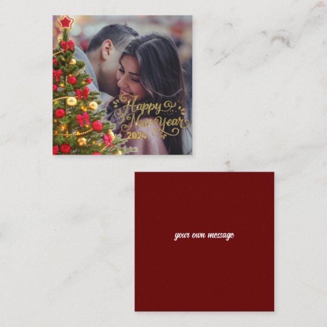 Customize Photo Christmas Tree Note Card (Front/Back)