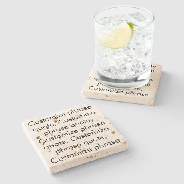 Customize phrase quote, elegant black letters stone coaster (Side)