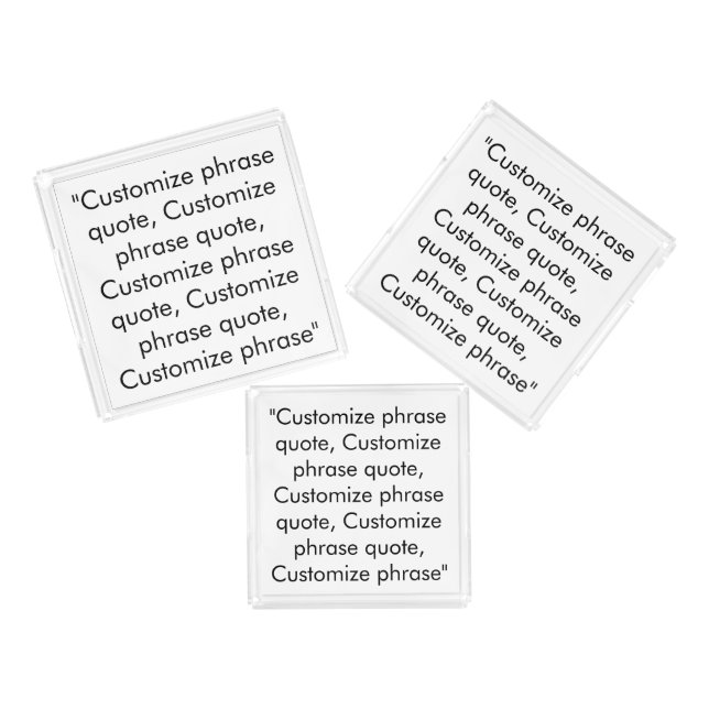 Customize phrase quote, elegant black white acrylic tray (Set)