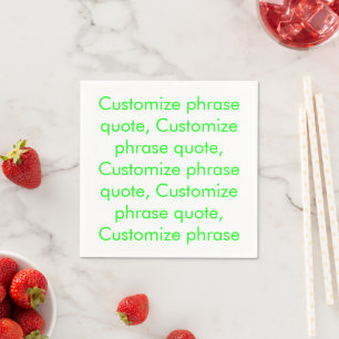 Customize phrase quote neon green letters paper napkins