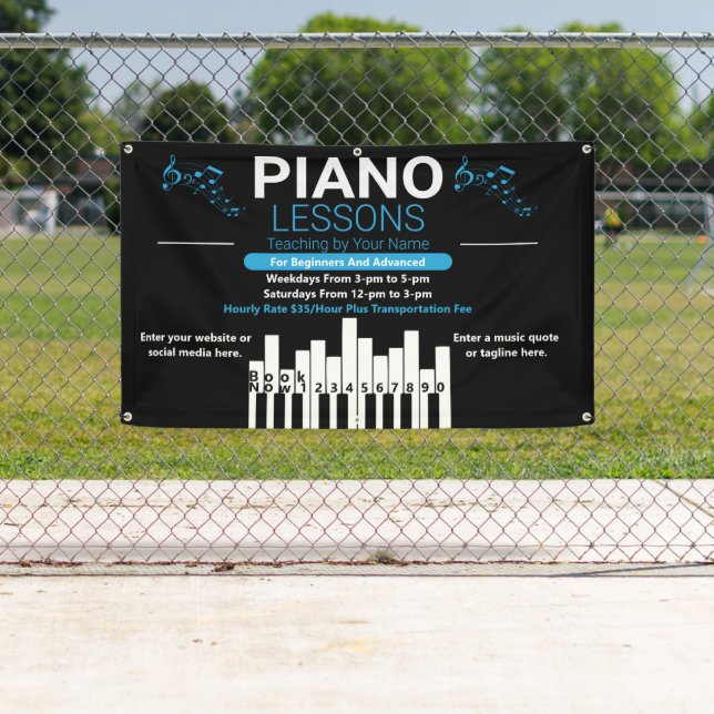 Customize Piano Lessons Music Teacher Yard Banner (Insitu)