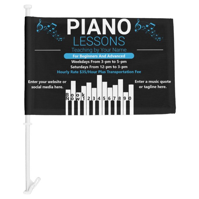 Customize Piano Lessons Music Teacher Yard Car Flag (Front)