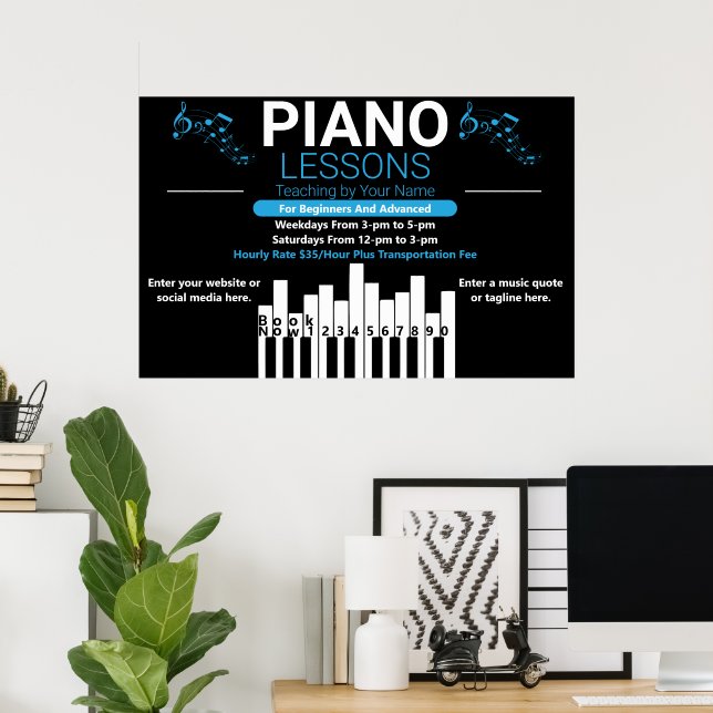 Customize Piano Lessons Music Teacher Yard Poster (Home Office)