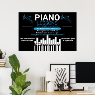Customize Piano Lessons Music Teacher Yard Poster
