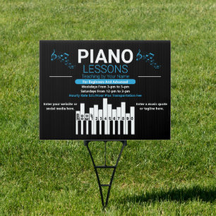 Customize Piano Lessons Music Teacher Yard Sign