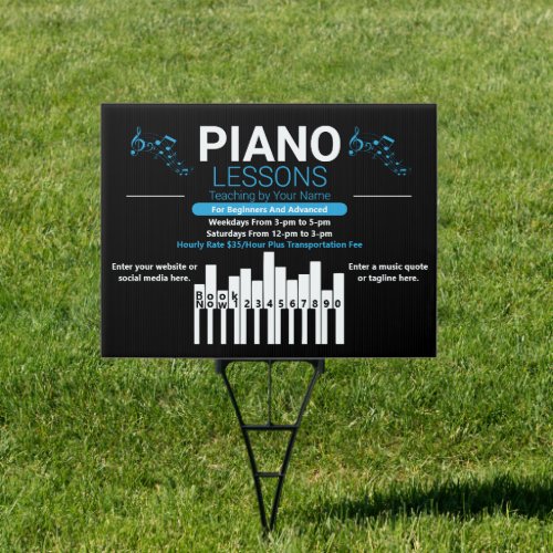 Customize Piano Lessons Music Teacher Yard Sign