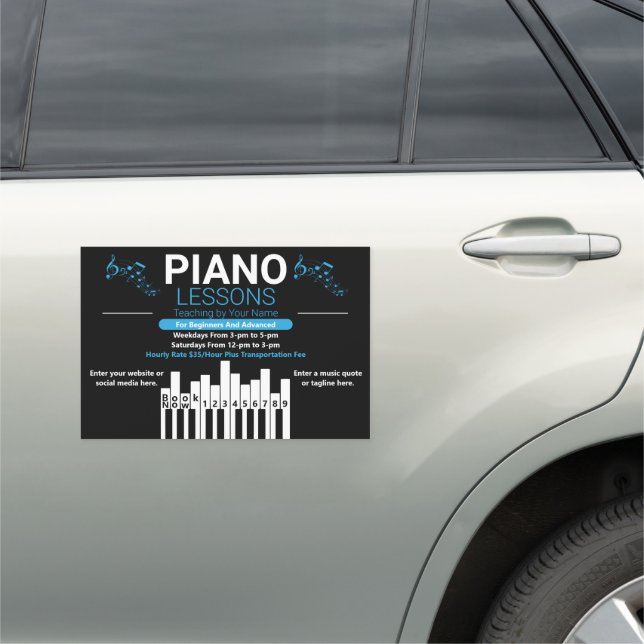 Customize Piano Lessons Teacher Musician Business Car Magnet (In Situ)