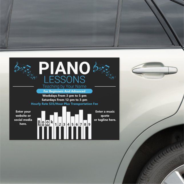 Customize Piano Lessons Teacher Musician Business Car Magnet (In Situ)