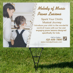 Customize Piano Teacher Lessons Promotional Yard Sign