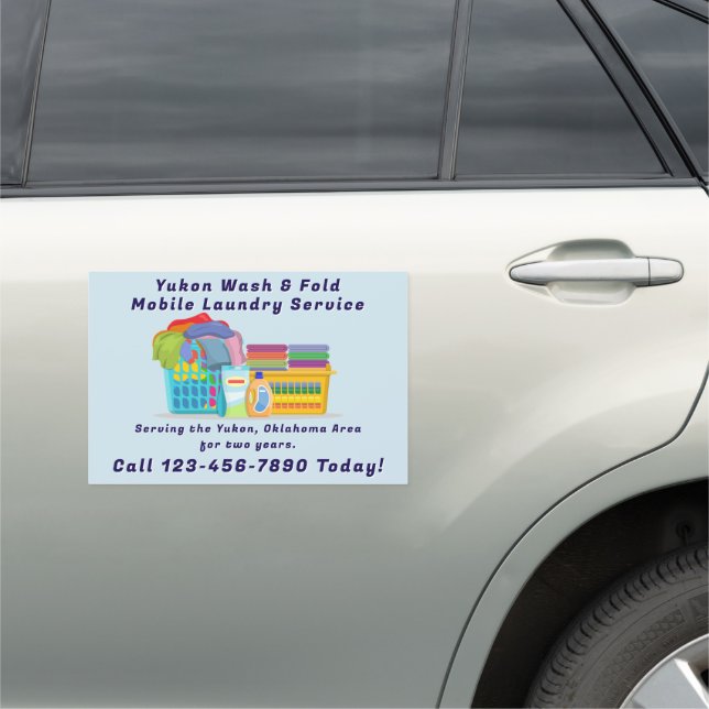 Customize Pickup Dropoff Wash Fold Laundry Service Car Magnet (In Situ)