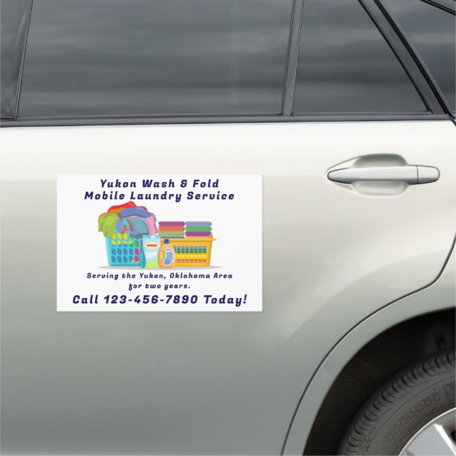 Customize Pickup Dropoff Wash Fold Laundry Service Car Magnet (In Situ)