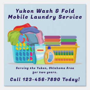 Customize Pickup Dropoff Wash Fold Laundry Service Sign