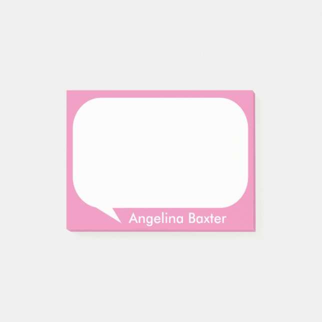 Customize pink and white Talk Bubble Post-it Notes (Front)
