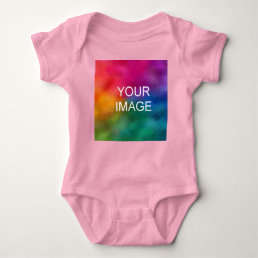 Customize Pink Color Template Add Image Photo Baby Bodysuit