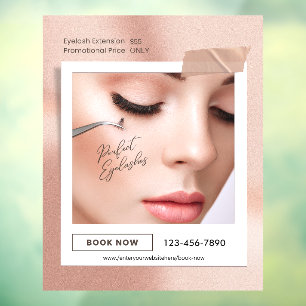 Customize Pink Elegant Aesthetic Eyelash Extension Window Cling