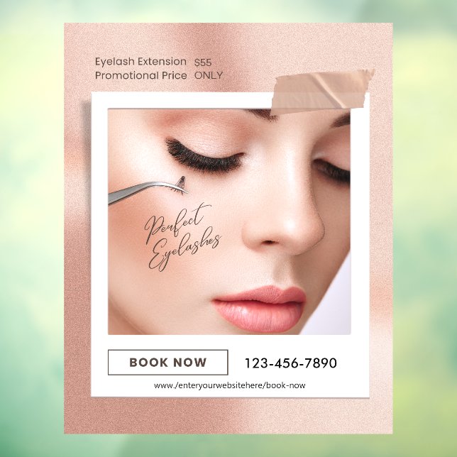 Customize Pink Elegant Aesthetic Eyelash Extension Window Cling (Sheet 3)