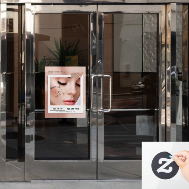 Customize Pink Elegant Aesthetic Eyelash Extension Window Cling (Office Door)