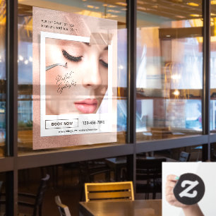 Customize Pink Elegant Aesthetic Eyelash Extension Window Cling